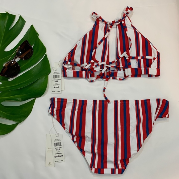 NWT B. Swim Set Halter Bikini Top + Hipster‎ Bottom XS Small Medium Large - Picture 2 of 8